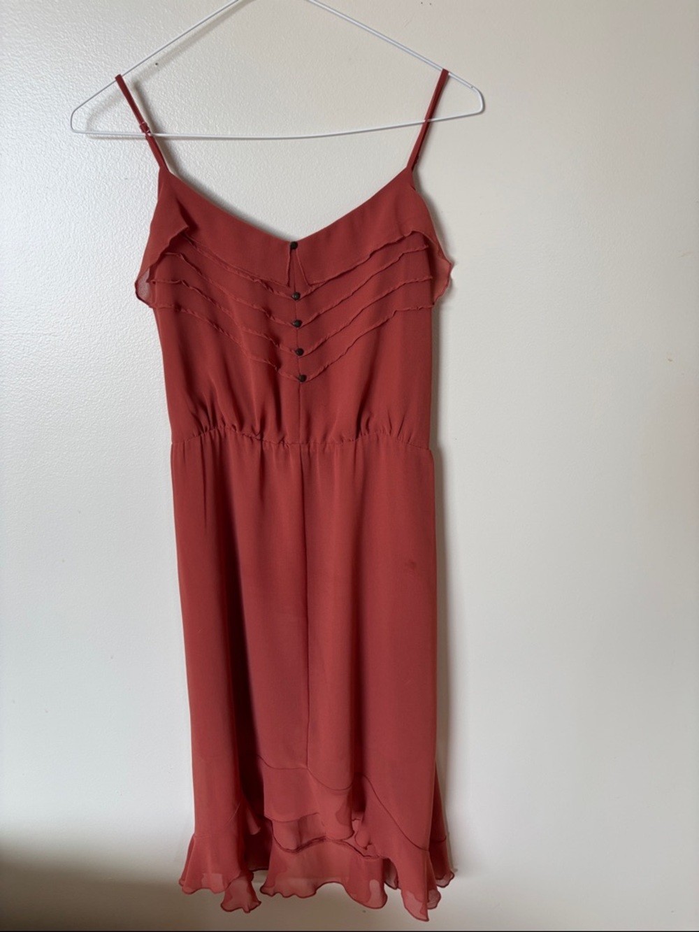 Spaghetti-Strap Midi Dress in Rust